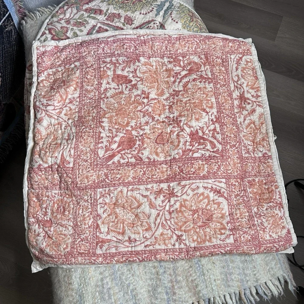 2 Pottery‎ Barn Floral Euro Shams Reversible Organic Cotton 26 x 26